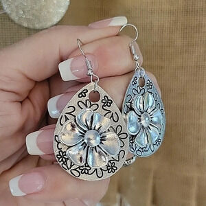 Hand Crafted Silver and Black Statement Earrings